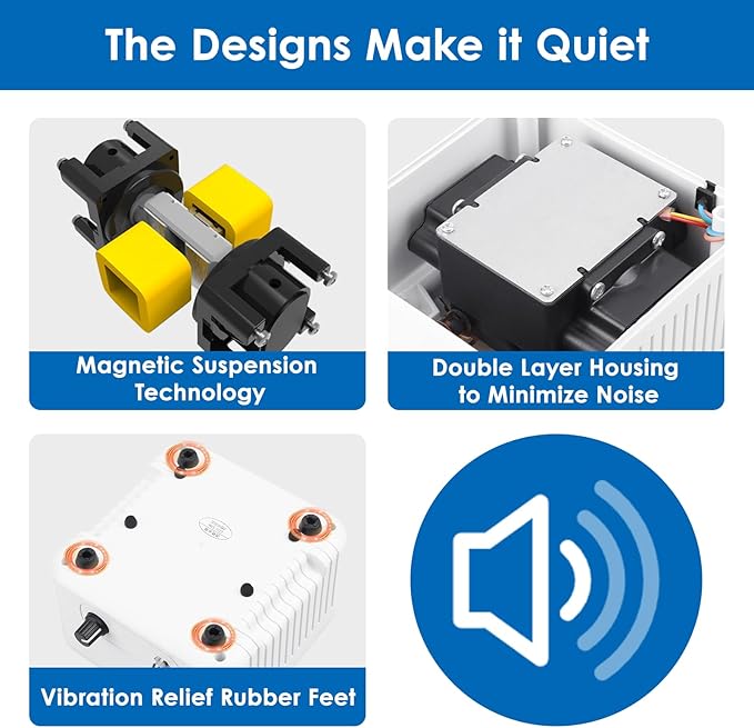 AquaMiracle All-in-One Koi Pond Aerator for Outdoor Ponds up to 3000 Gallons, Pond Air Pump Pond Aeration System with 4-Outlet Manifold Airline Tubing Air Stones Check Valves