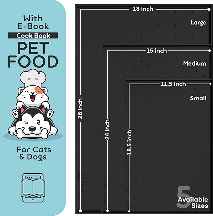 Dog Food Mat - Raised Edges Dogs Mat for Food and Water Prevent Spill, Waterproof Cat Food Mats Protect Floors, Easy Clean Dog Bowl Mats for Food and Water, Silicone Pet Food Tray