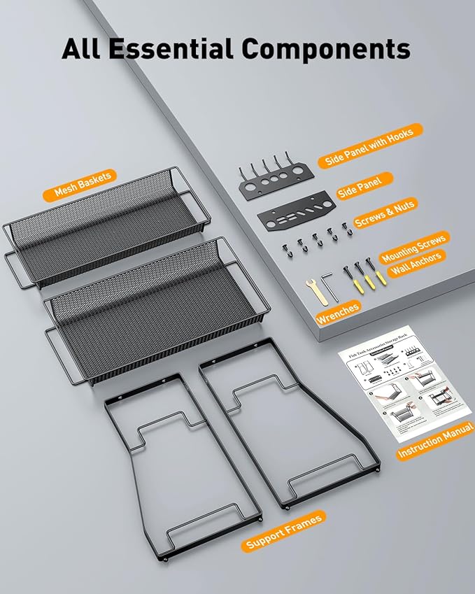 Pawfly Aquarium Tool Organizer, Detachable Metal Fish Tank Accessory Organizer, Aquascaping Tool Storage Rack for Terrariums, Shrimp Tanks & Planted Tanks, Fish Tank Maintenance Tool Holder Shelf