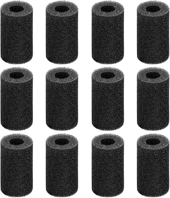 AQUANEAT 12-Pack Pre-Filter Sponge for Aquarium Shrimp Fry Fish Tank Filter Intake 0.6 Inch, Replacement Foam Cover