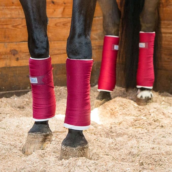 Dura-Tech Standing Wraps for Horses | Color Red | Optimal Comfort & Support | Ideal for Post-Exercise & Trailering | Right Tension Application | Secure Closure