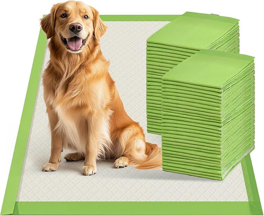 Gardner Pet Dog Pee Pads Extra Large 29"x37", XL Thicker ECO Green Disposable XLarge Puppy Training Pads Super Absorbent Full Edge-Wrapping Pad for Dogs, Puppies, Doggie, Cats, Rabbits-(30 Count)