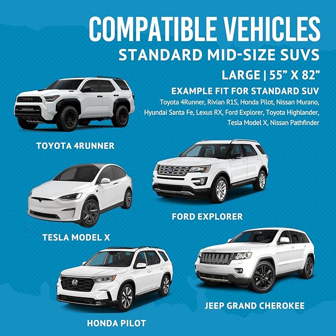 Bulldogology SUV Cargo Liner for Dogs 55"x82" Heavy Duty Pet Trunk Cargo Cover Area - Trunk Cover Car Protector for Dogs Waterproof Nonslip Mat - Dog Cargo Liner SUVs Vans Cars (Large, Black)