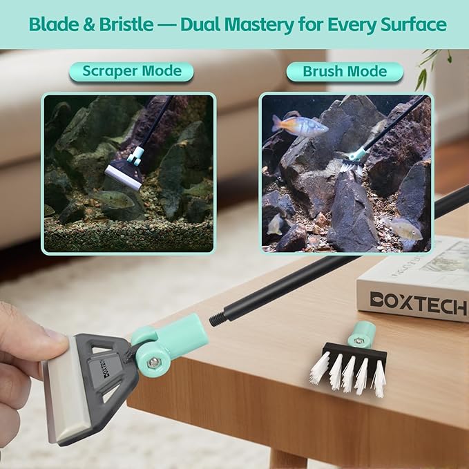 UPETTOOLS Aquarium Algae Scraper Cleaner with 5 Stainless Steel Blades – Fish Tank Glass Cleaning Brush for Easy Tank Maintenance,20-40 Gallon