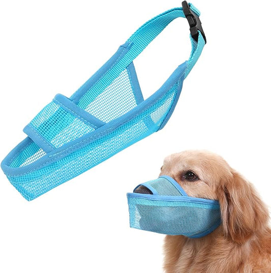 Crazy Felix Nylon Dog Muzzle for Small Medium Large Dogs Dachshund Beagle Poodle Labrador, Air Mesh Breathable and Drinkable Pet Mouth Guard for Anti-Biting Chewing Scavenging(XS, Blue)