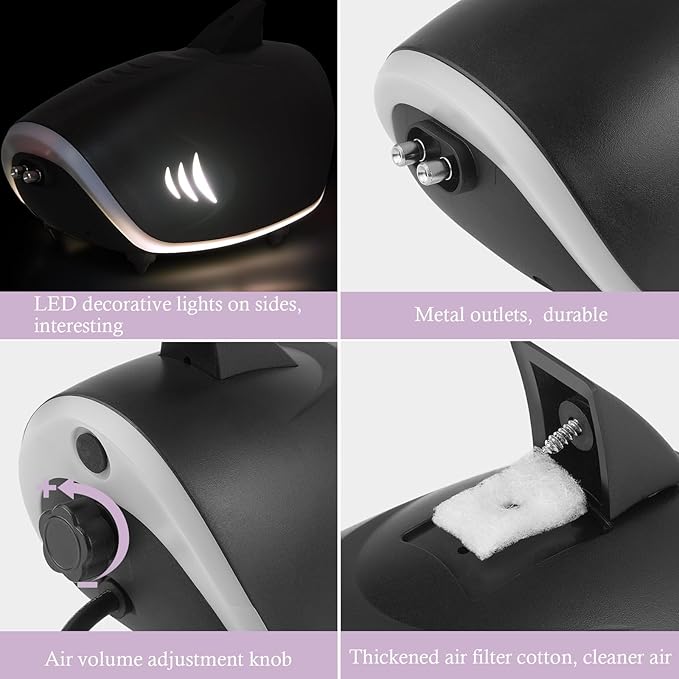 HITOP 3W 6W Silent Aquarium Air Pump -80GPH/160GPH Large Air Volume Fish Aerator, Adjustable Oxygen Pump for Fish Tank up to 300 Gallon