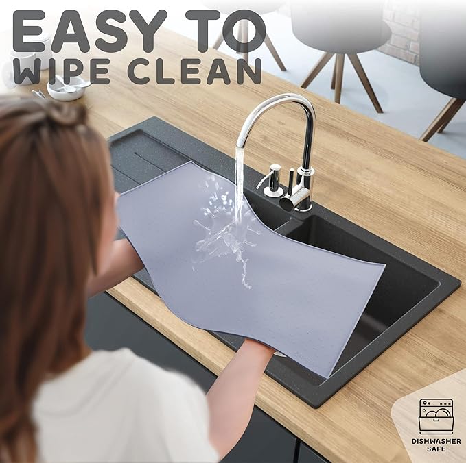 Dog Food Mat - 28x18 Raised Edges Dogs Mat for Food and Water Prevent Spill, Waterproof Cat Food Mats Protect Floors, Easy Clean Dog Bowl Mats for Food and Water, Silicone Pet Feeding Placemats