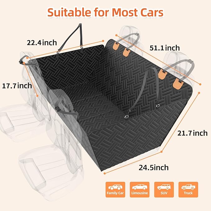 Back Seat Extender for Dogs,Dog Car Seat Cover for Back Seat,Hard Bottom Dog Bed for Car with Mesh Window,100% Waterproof and 600D Oxford Scratch-Resistant Backseat Car Seat for Cars Trucks and Suv