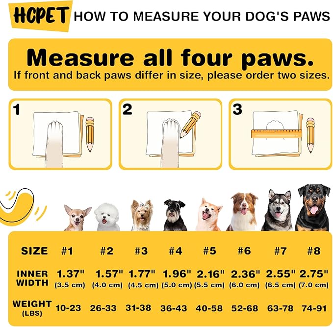 Hcpet Dog Shoes, Dog Boots & Paw Protectors for Winter Snowy Days, Rainy Weather, Outdoor Anti-Slip Sole Dog Booties for Hardwood Floor Black-Leg 1