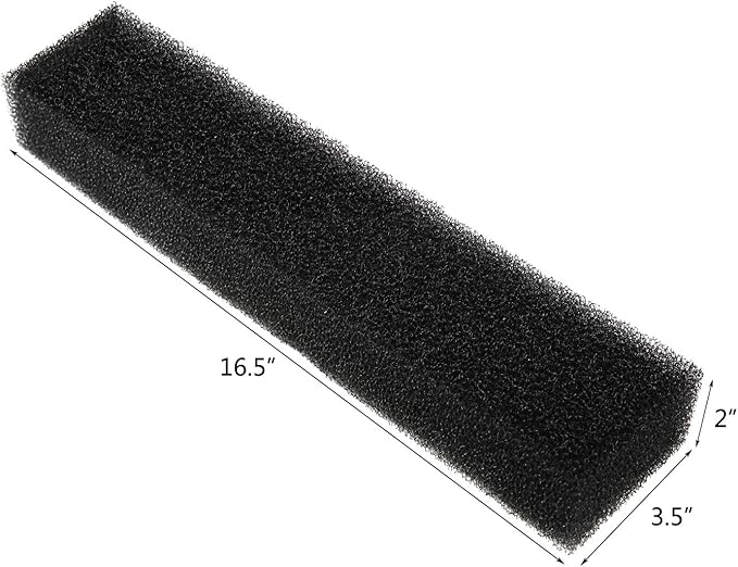 JIH Bio Sponge Filter Media Pad Foam Sponges,Cut-to-Size Foam 16.5"x3.5"x2" 2Pcs