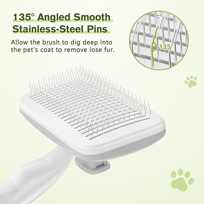 Pecute Self-Cleaning Slicker Brush for Dogs, Cats, Lightweight Dog Brush for Shedding Massaging Grooming, Cat Brush Gently Removes Loose Fur Undercoat for Small Dogs Cats Rabbits of All Hair Types