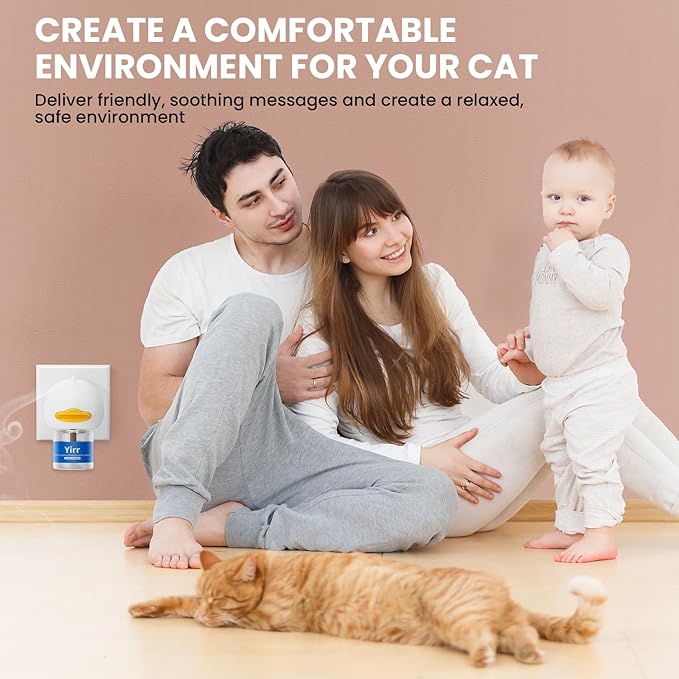 Cat Calming Diffuser, Cat Pheromones Calming Diffuser, Multicat Calming Diffuser, Relaxing Pheromone for Cat Relief Stress Anxiety Fighting Scratching, 2 Diffuser 4 Refill(48ml)