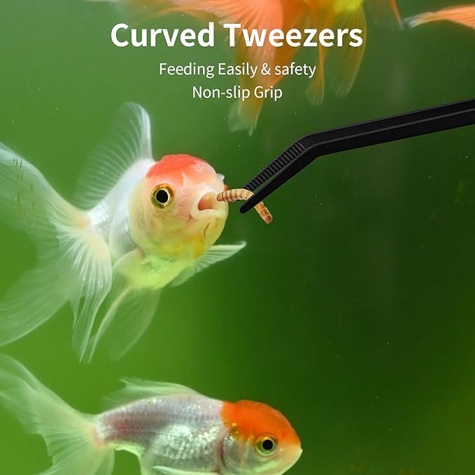 Tifanso Aquarium Aquascape Tools Kit - 4 in 1 Terrarium Decor Supplies with Long Tweezers Feeding Tongs, Aquarium Scissors, Algae Scraper, Live Fish Plants Tank Accessories Cleaning Trimming Kit