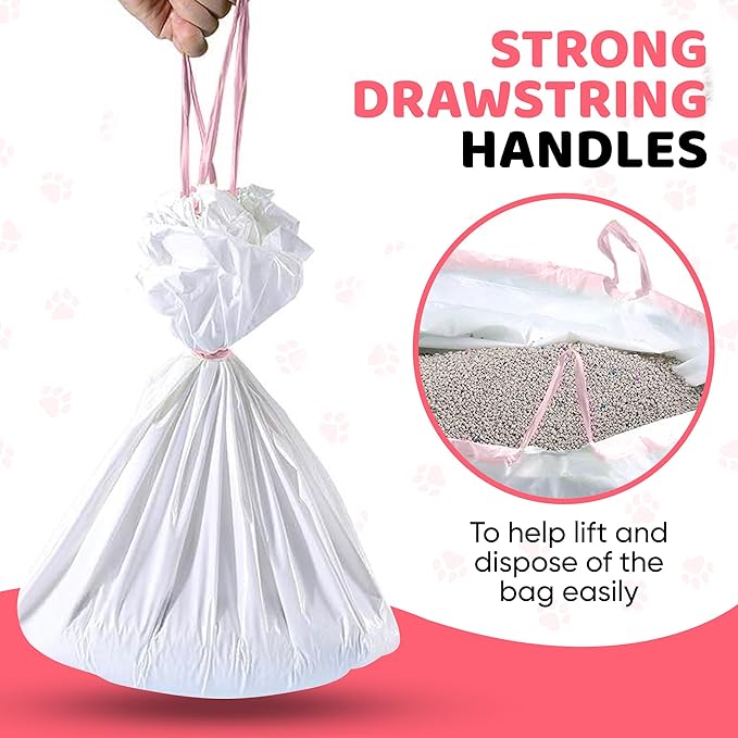 Cat Litter Box Liners 30 Count Drawstring Kitten Waste Bag