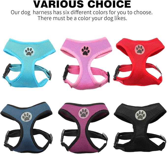 BINGPET No Pull Dog Harness for Small Medium Dogs,All Weather Mesh Step in Vest Harness for Small Dogs,Breathable Mesh Puppy Cat Harnesses,Step-in Air Dog Harness for for Small Dogs,Red,Small