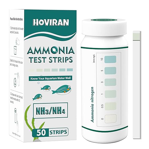 Ammonia Test Strips for Fish Tank, Ammonia Aquarium Test Strips for Saltwater & Freshwater Aquariums & Ponds, 50 Count Aquarium Water Test Kit