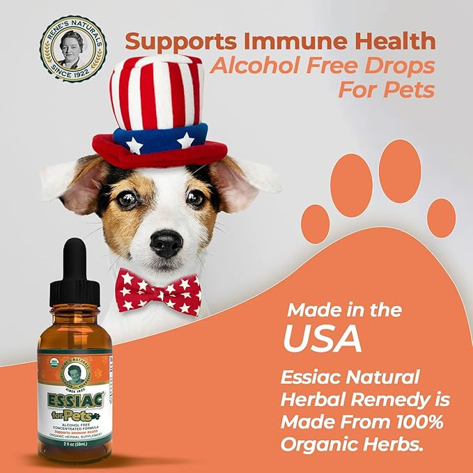 Essiac for Pets | USDA Organic | Daily Drops for Immune Support and Longevity | Pre-Measured Dropper | Alcohol Free Concentrated Formula | 2oz (59ml)
