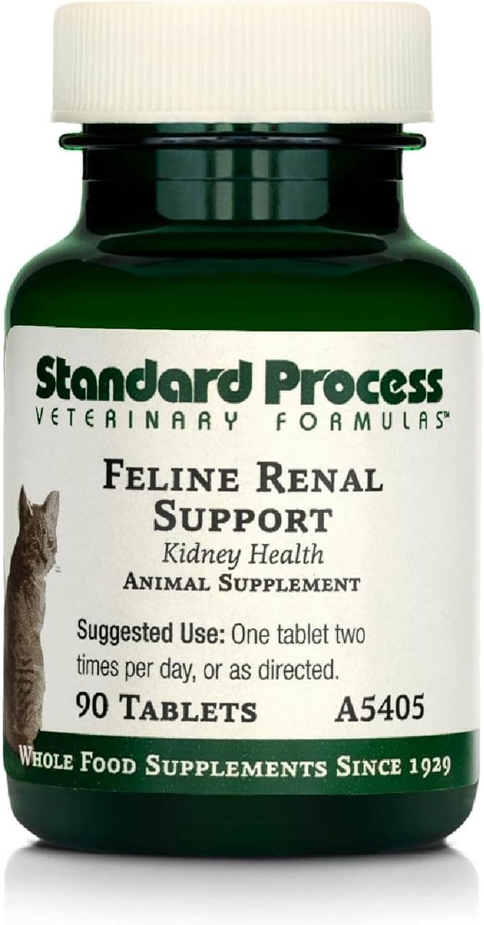Standard Process Inc. Feline Renal Support - Cat Supplement to Support Kidney & Urinary Health, Cat Supplies with Whole-Food Based Ingredients, Feline Supplement to Aid Kidney Function - 90 Tablets