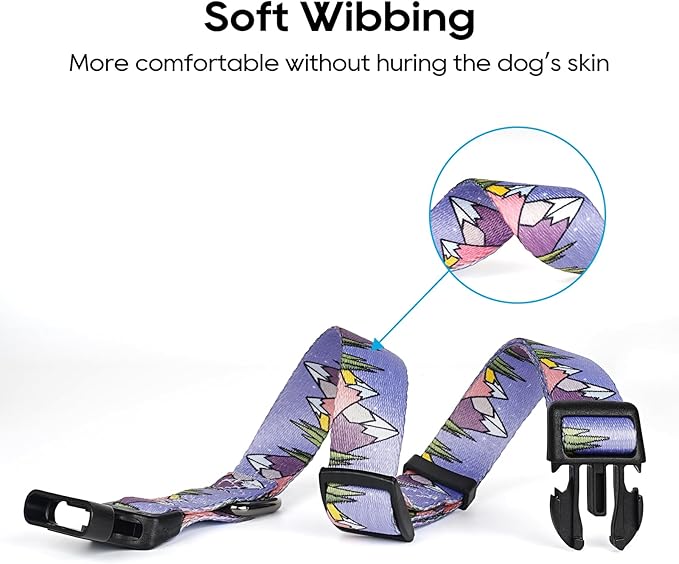 HEELE Dog Collar, Adjustable Soft Dog Collar for Small Medium Large Dogs,Floral Patterned Puppy Collars with Quick Release Buckle L Length 15.94''-25.59'