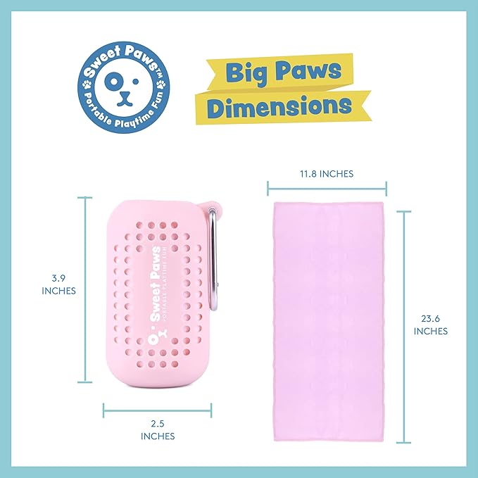Sweet Paws Portable Dog Paw Towel, Lightweight & Super Absorbent Microfiber, Clips onto Leash, Quick Drying Towel for Dogs Paws with Silicone Case, Dry Dog’s Paws on The Go - 3 Pieces Set - Large