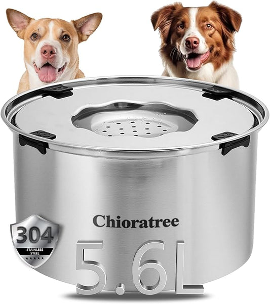 Dog Water Bowl No Spill,5.6L/1.5Gal Large Spill Proof Water Bowl for Dogs,Stainless Steel Slobber Stopper Slow Drinking Dog Bowl Anti Splash Pet Water Dispenser for Messy Drinkers