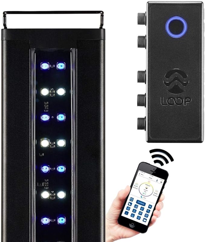 CURRENT USA 36-48" Inch Orbit Marine IC Loop LED Saltwater Reef Marine Aquarium Light with Bluetooth App Control | Wireless Lighting & eFlux Wave Pump Control for Fish Tank (4206)