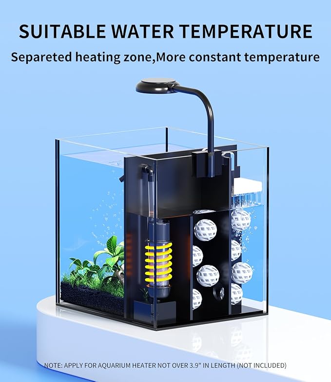 Small Betta Fish Tank Aquarium Starter Kit, 2 Gallon Glass Rimless Nano Beta Tank with Hidden Filtration, 3 Color Light, Quiet Water Pump, Lid