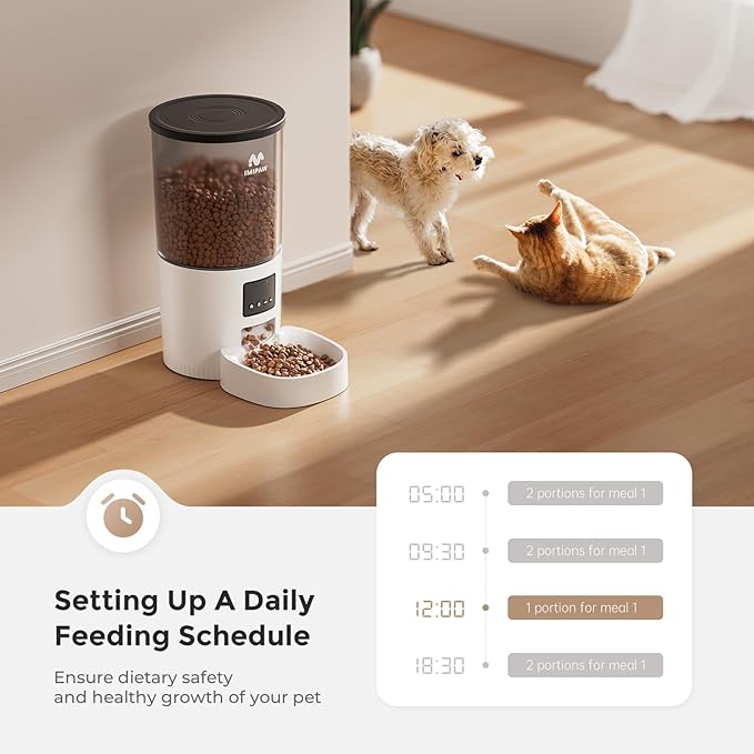Automatic Cat Feeder, 5L Pet Dry Food Dispenser with Timed Programmable Portion Control, Dual Power, With Desiccant Bag, Easy Set Up, 10 Meals Per Day for Cats and Puppies（Remote Not Supported）