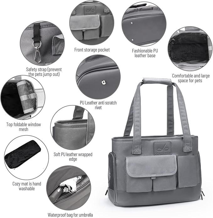 Dog Carrier, Cat Carrier, Pet Carrier, Foldable Waterproof Premium Oxford Cloth Dog Purse, Portable Bag Carrier for Small to Medium Cat and Small Dog