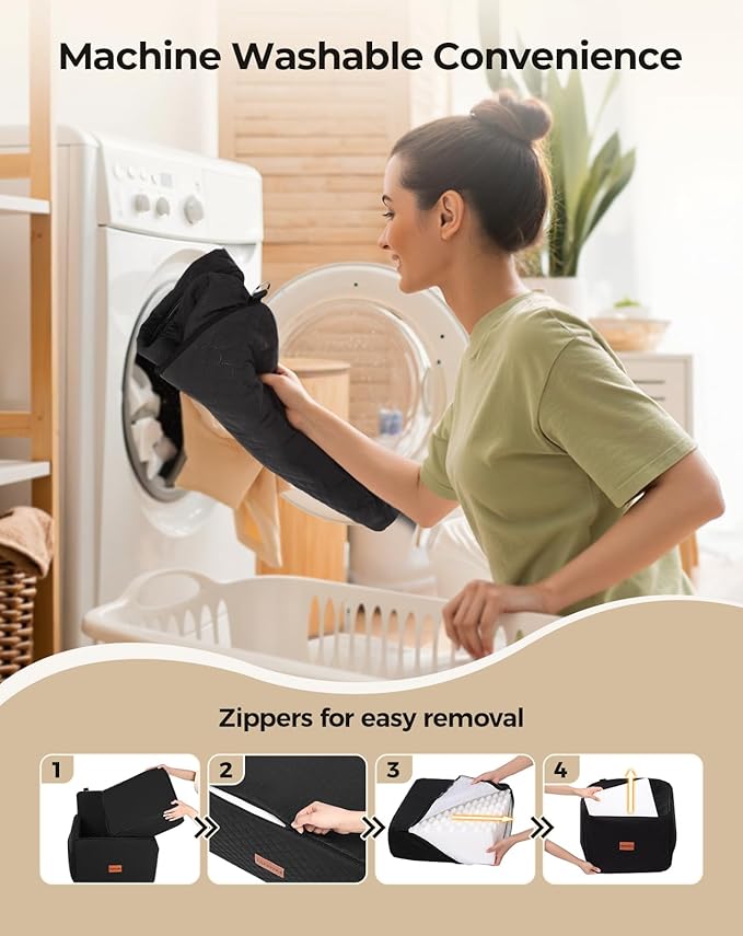 Dog Car Seat for Small & Medium Dogs Under 35lbs, Detachable & Washable Pet Car Seat, Interior Height 6 Inches Pet Travel Bed with Storage Pockets and 2 Dog Safety Belts (Black)