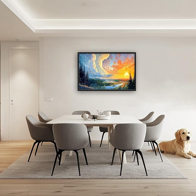 Framed Large Sunrise Wall Art for Living Room, Oversized Sunrise Wall Decor Forest Lake Landscape Canvas Print Natural Picture Home Decoration for Bedroom Living Room Office 36"x24"