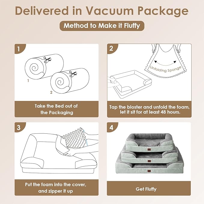 EHEYCIGA Orthopedic Dog Bed for Small Dogs, Waterproof Memory Foam Small Dog Beds with Sides, Non-Slip Bottom and Egg-Crate Foam Medium Pet Couch Bed with Washable Removable Cover, Greyish Green