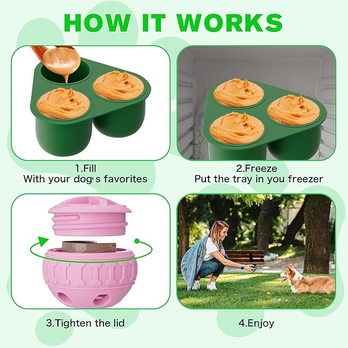 Interactive Dog Licking Toy - Freezable Fillable, Slow Feeding Puzzle Ball, Relieves Boredom and Stimulates Intelligence - This Interactive Dog Toy is Suitable for Small and Medium Breed