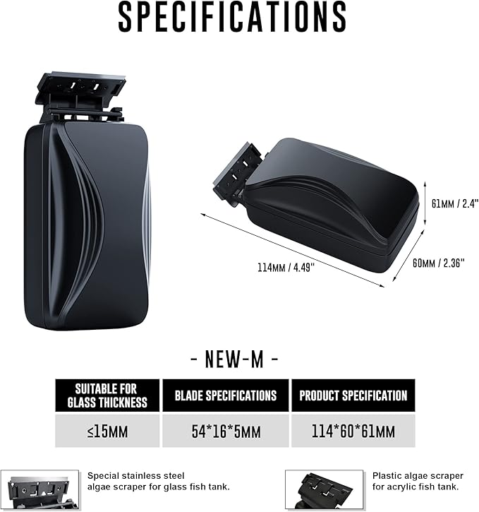 Aquarium Super Strong Magnetic Cleaner Glass Fish Tank Megnet Brush Algae with Scraper Floating Brush Medium