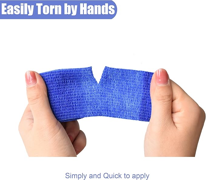 9 Pack 2" x 5 Yards Self Adhesive Bandage Wrap Self Stick Wrap for Ankle, Wrist, Finger, Sports, Breathable Cohesive Vet Tape for Pets (D Dark Blue)