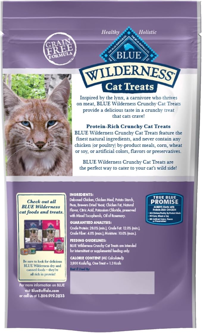 Blue Buffalo Wilderness High Protein Crunchy Cat Treats, Made With Natural Ingredients, Tasty Chicken, 2-oz Bag (Pack of 12)
