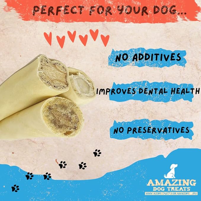 Amazing Dog Treats - Monster Thick Cow Tail Bone 6 Inch (13 oz - 6 to 7 Jumbo Pcs/Pack) - Sourced from Grass Fed Cattle - Sourced from Grass Fed Cattle - Long Lasting Dog Chew - Rawhide Alternative