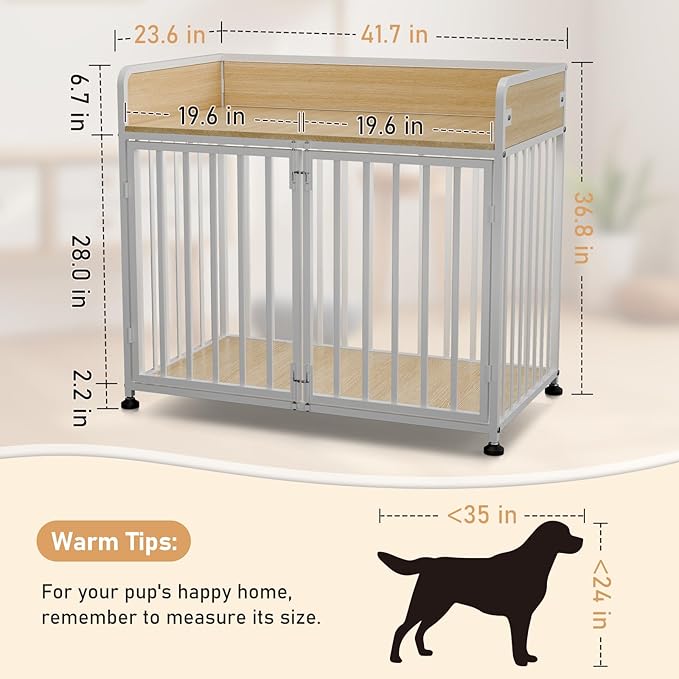 42inch Dog Crate Furniture, Medium Dog Kennel Indoor, Decorative Pet House End Table, Wooden Cage Kennel Indoor, Heavy Duty Dogs Crate Furniture for Large and Medium