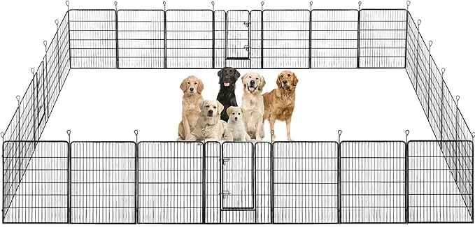 BestPet Dog Playpen Indoor 40 inch 24 Panels Metal Dog Pen Pet Dog Fence Outdoor Exercise Pen with Doors,Pet Puppy Playpen for RV Camping Yard, Black