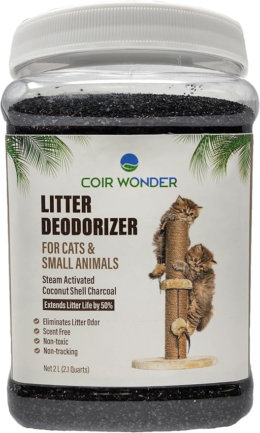 Cat Litter Deodorizer – 2.2 Lb Activated Charcoal Carbon – Odor Eliminator for Litter Box, Chicken Coop, Small Animal Enclosures – Extends Litter Life – Natural Pet Odor Control Granules