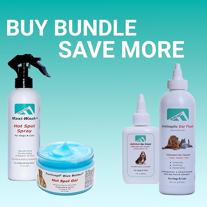 Forticept Blue Butter – Hot Spot Treatment for Dogs | Dog Wound Care | Skin Yeast Infections, Ringworm, Cuts, Rashes, First Aid Veterinary Strength Topical Ointment 4oz