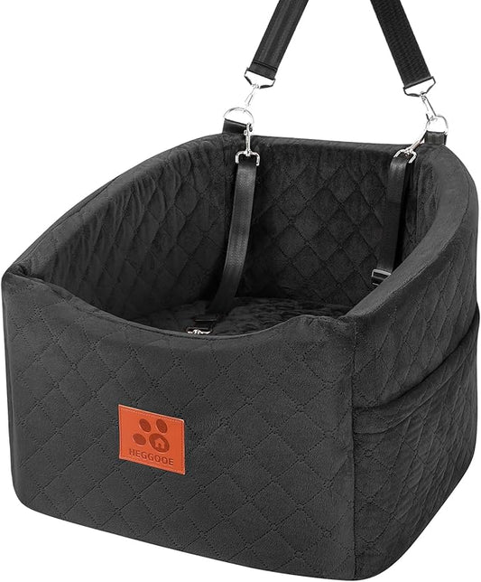 Dog Car Seat for Small Medium Dogs, Memory Foam Booster Car Seat for Dogs up to 35 lbs, Elevated Pet Car Seat, Travel Safety Bed with Washable Removable Cover and Storage Pockets(Black)