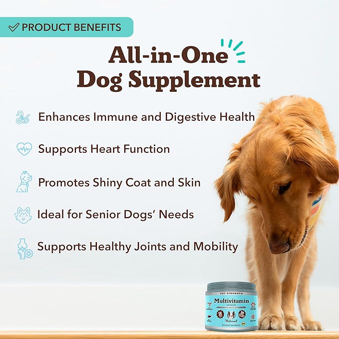 Natural Dog Company Vet Strength Multivitamin Chews for Dogs – Glucosamine, Omega-3 & Biotin for Dogs, Skin & Coat Health, Digestive Health, Immune Support Supplement, Advanced Formula, 90 cnt