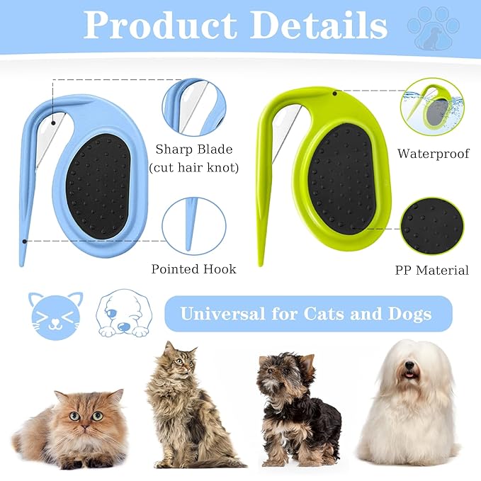 Multifunctional Pet Grooming Comb - Hair Removal Tool for Cats and Dogs, Knot Remover and Opener for Loose, Knotted Fur