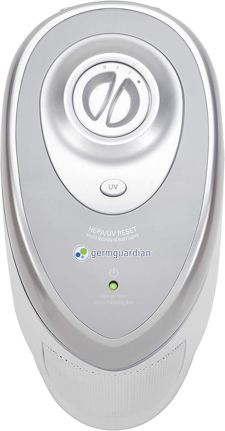 GermGuardian Air Purifier with HEPA 13 Filter, Removes 99.97% of Pollutants, Covers 743 Sq. Foot Room in 1 Hour, UV-C Light Helps Reduce Germs, 22 Inch, 2-Pack, White, AC4825W2PK