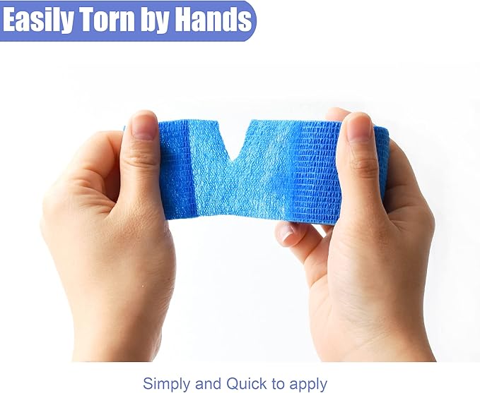 9 Pack 2" x 5 Yards Self Adhesive Bandage Wrap Self Stick Wrap for Ankle, Wrist, Finger, Sports, Breathable Cohesive Vet Tape for Pets (Dark Blue)