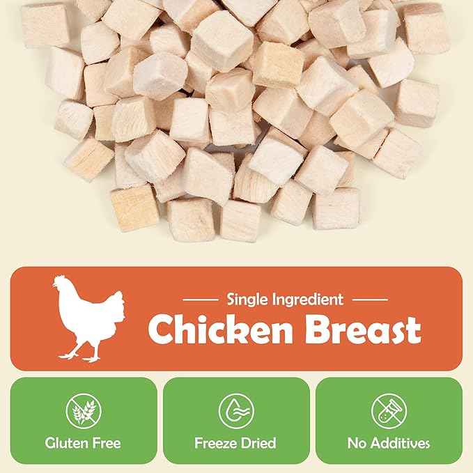 MON2SUN Freeze Dried Chicken Cat and Dog Treats, Single Ingredient Natural and Healthy Dog Snacks, High Protein Training Treats & Food Topper, 6oz