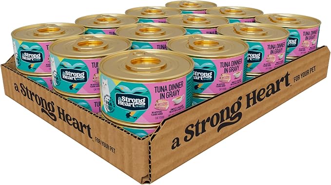 A Strong Heart Canned Wet Cat Food, Tuna Dinner in Gravy - 3 oz Cans (Pack of 24), Made in The USA with Real Tuna