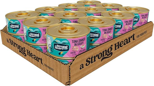 A Strong Heart Canned Wet Cat Food, Tuna Dinner in Gravy - 3 oz Cans (Pack of 24), Made in The USA with Real Tuna