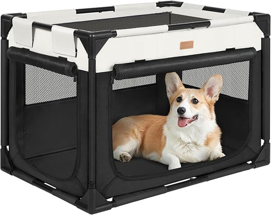 Dog Crate - Soft Pet Kennel for Dogs/Cats, 3-Door Breathable Travel Cage with Mesh Window, Portable Dog Kennel for Indoor & Outdoor, Black-XL